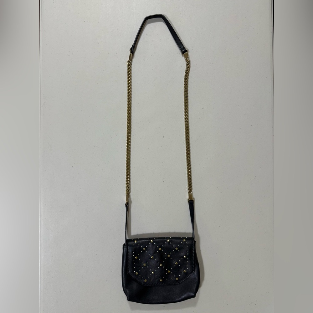 Club Monaco Black Crossbody Bag with Gold Chain
